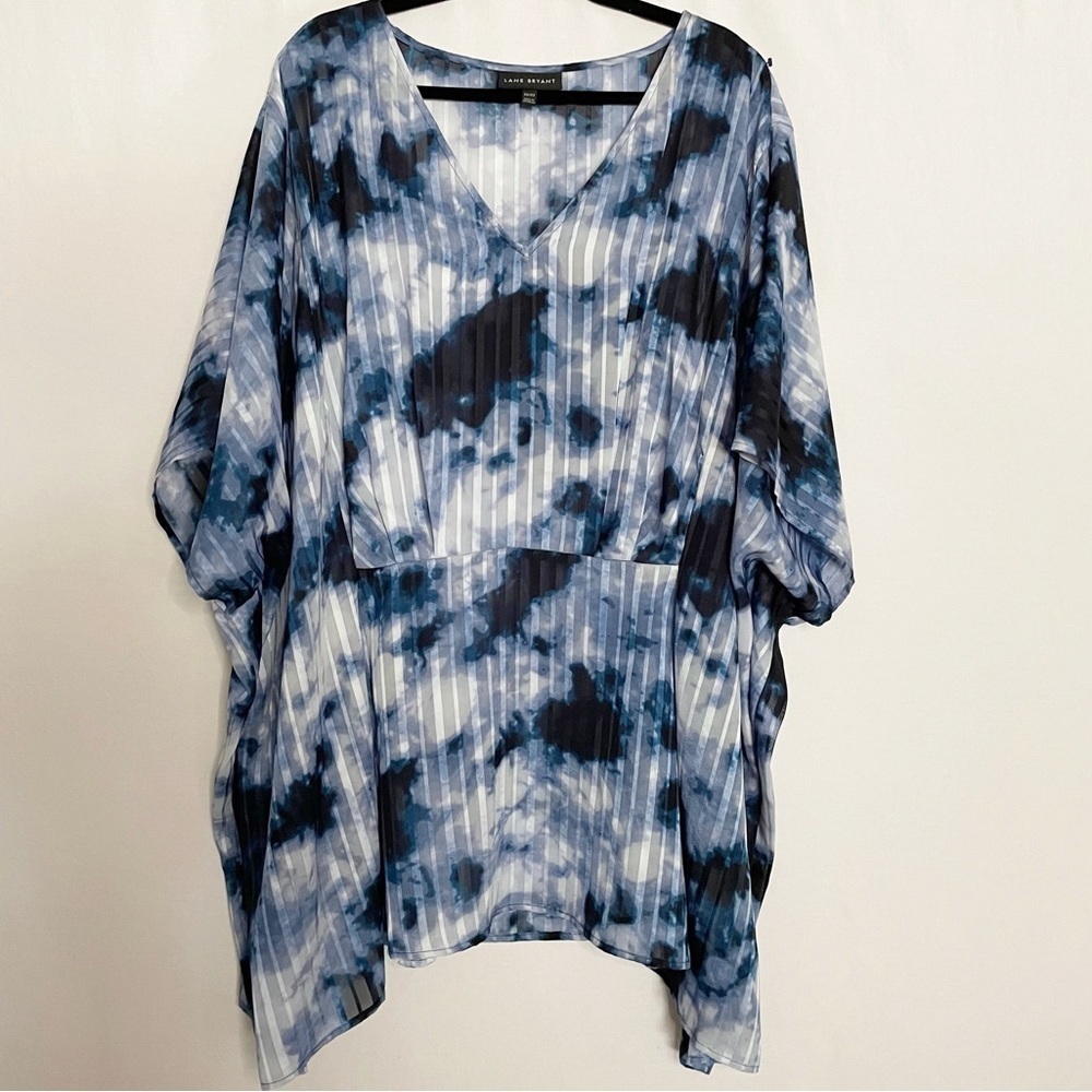 Lane Bryant 30/32 Tie Dye V-Neck Semi-Sheer Lightweight Poncho Blouse Top